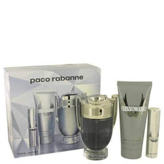 Invictus by Paco Rabanne Gift Set -- 3.4 oz Eau De Toilette Spray + .34 oz Mini EDT Spray +3.4 oz Body Wash (Men)