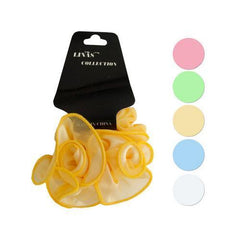 Pastel Hair Twister with Ruffle Flower Accents ( Case of 24 )