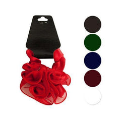 Satiny Scrunchi with Large Ruffle Flower Accent ( Case of 24 )