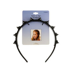 Twist 'n' Clip Black with Wood Grain Headband ( Case of 80 )