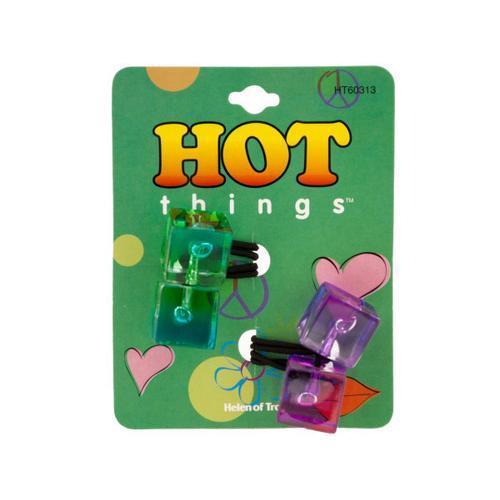 Transparent Color Cubes Ponytail Holders ( Case of 30 )
