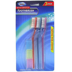 Medium bristle toothbrush with protective caps ( Case of 24 )