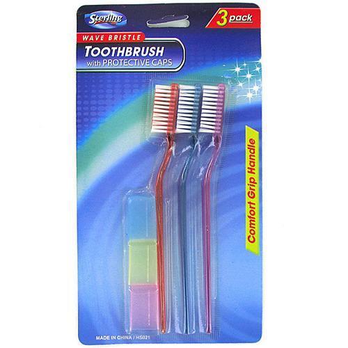 Medium bristle toothbrush with protective caps ( Case of 72 )