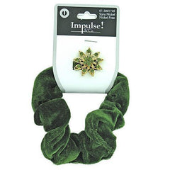 assorted style velour scrunchi with jeweled pin ( Case of 48 )