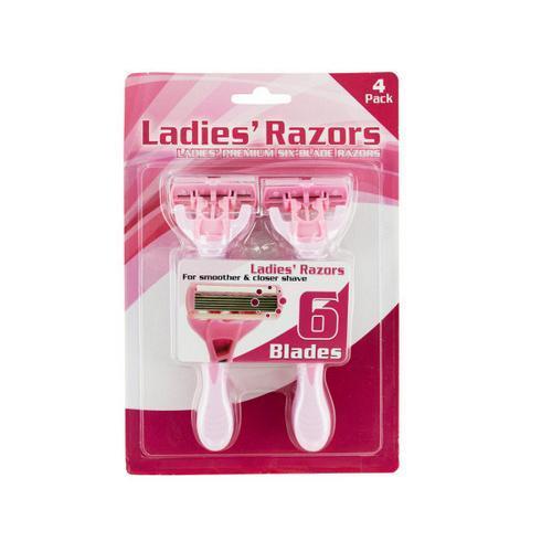 Ladies' 6 Blade Premium Disposable Razors ( Case of 48 )