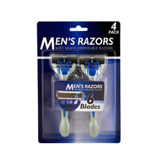 Men's 6 Blade Soft Shave Disposable Razors ( Case of 4 )