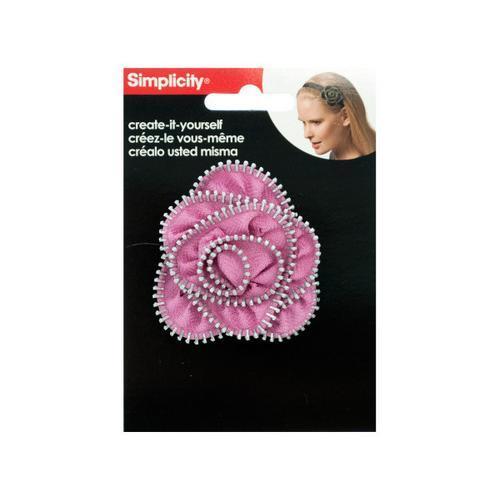 Pink & Silver Zipper Rosette Headband Accent ( Case of 54 )
