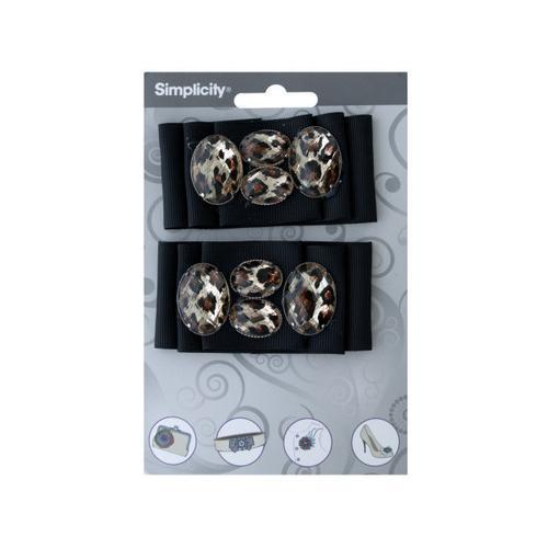 simplicity black ribbon with leopard print jewels accent ( Case of 24 )