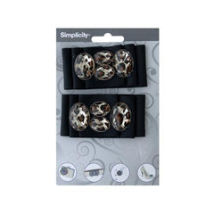 simplicity black ribbon with leopard print jewels accent ( Case of 48 )