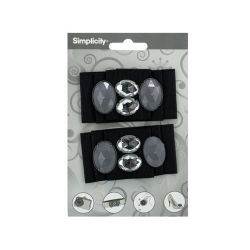 simplicity 2 pack black ribbon w/gems accent ( Case of 24 )