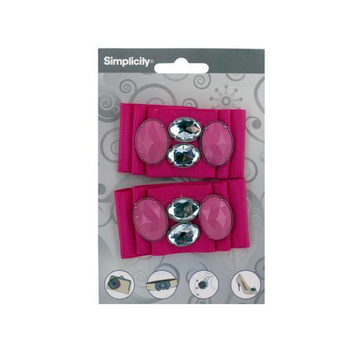 Hot Pink Ribbon with Gems Headband Accent Set ( Case of 24 )
