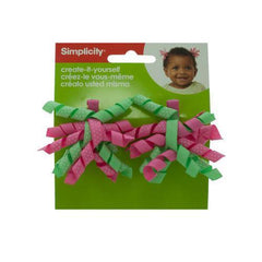 simplicity 2 piece mini green/pink korker hair clips ( Case of 36 )