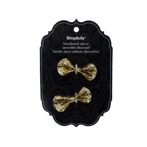 simplicity 2 piece gold sequin bow headband decor ( Case of 96 )
