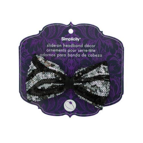 simplicity black/silver sequin bow headband accent ( Case of 72 )