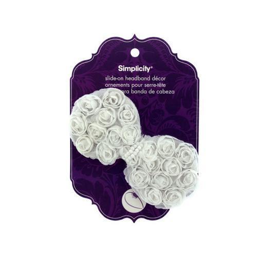 simplicity white ruffle feather slide on headband accent ( Case of 72 )