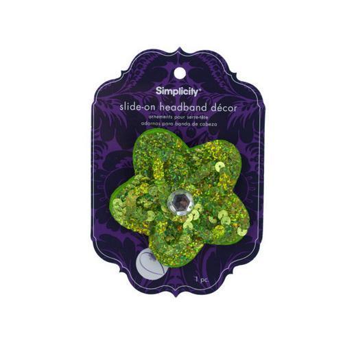 simplicity lime green sequin flower slide on headband accent ( Case of 96 )