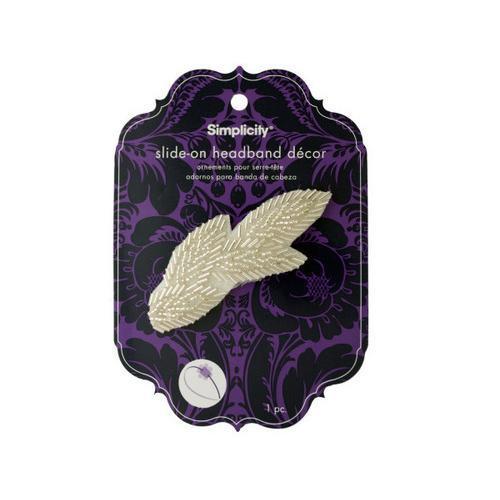 simplicity white/silver beaded slide on headband accent ( Case of 48 )