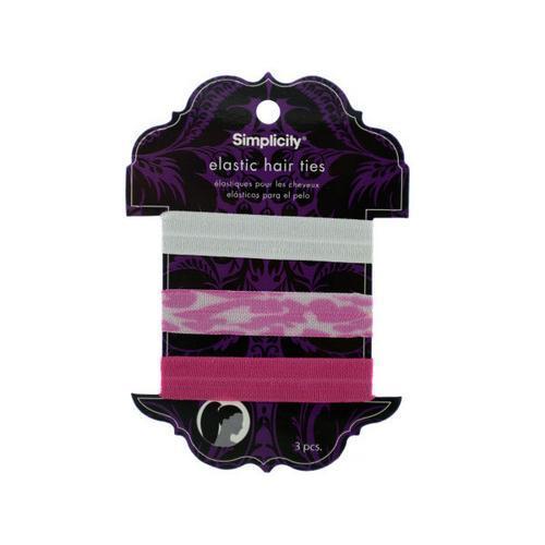 simplicity 3 pack elastic hair ties white/pink/pink leopard ( Case of 48 )
