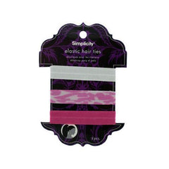 simplicity 3 pack elastic hair ties white/pink/pink leopard ( Case of 96 )