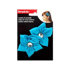 simplicity 2 pack turquoise satin flower/gem headband accent ( Case of 72 )