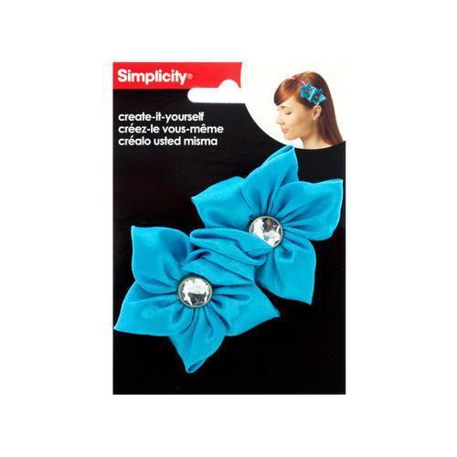 simplicity 2 pack turquoise satin flower/gem headband accent ( Case of 96 )