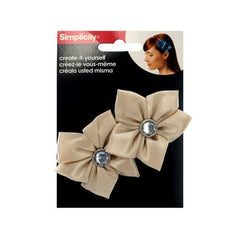 simplicity 2 pack champagne satin flower/gem headband accent ( Case of 48 )
